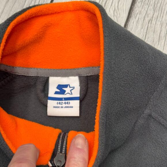 Starter Men’s Full Zip Gray Fleece Jacket Mock Collar and Pockets Size Large - Picture 2 of 4